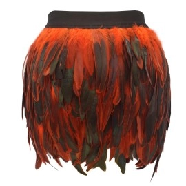 Miuco Womens Faux Feather A Line Mini Skirt X-Large Orange