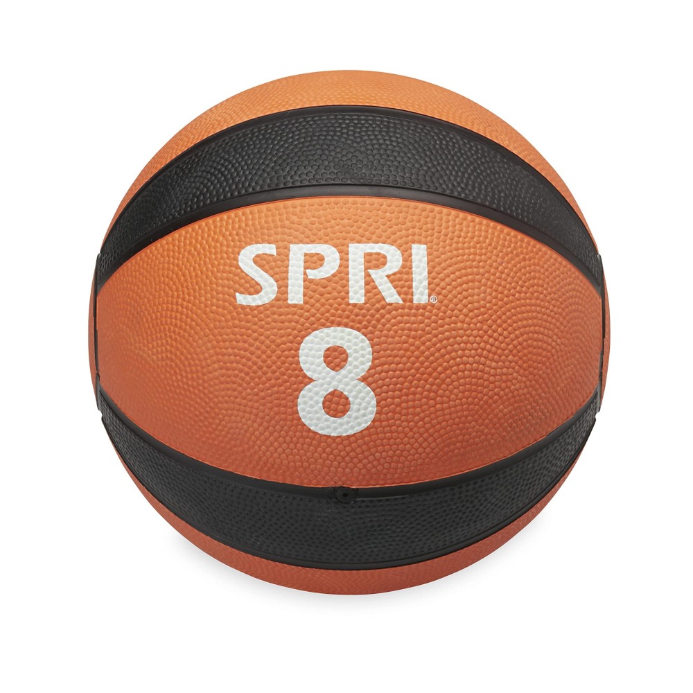 Spri Medicine Ball - Exercise Workout Ball For Endurance Training - Thick Walled Heavy-Duty Textured Surface, Easy-To-Read Weight Label - Multi-Use Fitness Tool - Durable Construction - 8 Lb