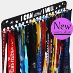 iBobbish I CAN & I Will Sports Marathon Medal Display Hanger Holder Racks Frame in matt Black Surface Wall Mount Over 40 Medals Upgraded Medal Rack Hooks Easy to Install Easy to use