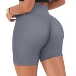 Ruuhee Women Seamless Scrunch Butt Contour Yoga Short 5 High Waist Booty Workout Biker Shorts(Medium,Blue-5)