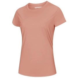 Womens Sun Shirts Upf 50 Short Sleeve T-Shirt Fishing Shirts Quick Dry Shirts Moisture Wicking Performance Shirts Rash Guards Apricot