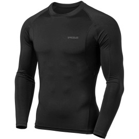 Tsla Mens Upf 50 Long Sleeve Compression Shirts, Athletic Workout Shirt, Water Sports Rash Guard, Athletic Crewneck Black, X-Large