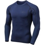 Tsla Mens Upf 50 Long Sleeve Compression Shirts, Athletic Workout Shirt, Water Sports Rash Guard, Athletic Crewneck Navy, Small