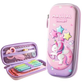 Cozymodern Unicorn Pencil Case For Girls,3D Eva Large Capacity Cute Pencil Pouch Gift For Teen Boys School (Moon Unicorn, M)