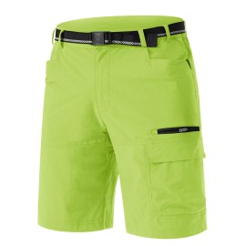 Tacvasen Mens Summer Outdoor Shorts Quick Dry Cargo Casual Hiking Shorts Yellow-Green, 32