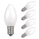 C7 Candelabra Led Light Bulbs - Small Night Light Bulb - 06 Watt Equivalent 7W Incandescent, E12 120V Led Lamp, Warm White 2700K Nightlight Replacement Bulb For Window Candles & Chandeliers, 5 Pack