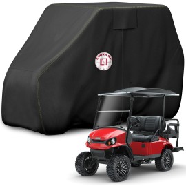 Li Libzaki Waterproof Golf Cart Cover, 600D Heavy Duty Marine Grade Fabric, Universal Fits For Most Brand 4 Passengers Yamaha, Honda, Club Car, Ezgo Golf Cart -Black