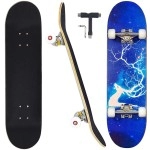 CAPARK Skateboards for Beginners Adults Youths Teens Kids Girls Boys 31 Inch Pro Complete Skate Boards 7 Layer Canadian Maple Double Kick Concave Longboards (Deer)
