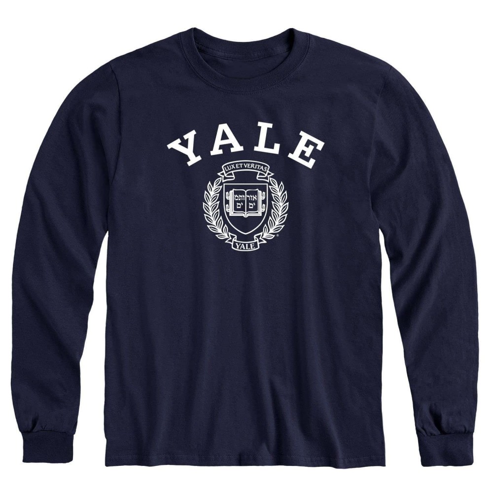 Ivysport Yale University Bulldogs Long Sleeve Adult Unisex T-Shirt, Heritage, Navy, Medium