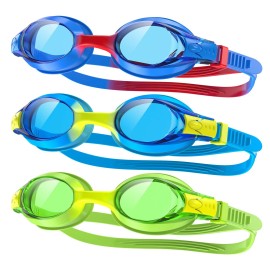 Findway Kids Swim Goggles, 3 Pack Kids Swimming Goggles Anti-Fog No Leaking Girls Boys For Age 3-14