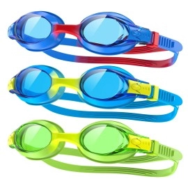Findway Kids Swim Goggles, 3 Pack Kids Swimming Goggles Anti-Fog No Leaking Girls Boys For Age 3-14