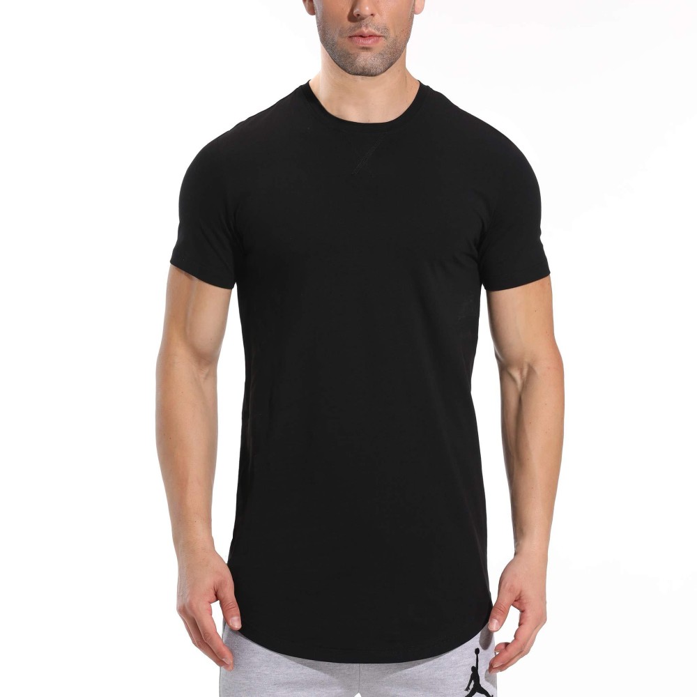 Letaotao Tall Mens Workout Shirts Hipster Slim Fit T-Shirts Longline Drop Cut Gym Muscle Tee