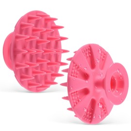 Innerneed Silicone Hair Shampoo Brush Scalp Care Massager Hair Washing Brush, For Dandruff Removal, Hair Growth, Head Relaxation, Dry Wet, Suck On The Wall (Pink)
