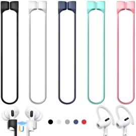 6 Pack Ultra Strong Magnetic Airpods Straps Anti-Lost Cord For Airpods Accessories Silicone Sports Lanyard And Ear Hook For Airpods 12, Pro,3Rd And Pro 2 (5 Anti-Lost Straps,1 Pair Earhook)