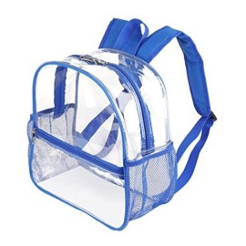 Fomaris Clear Backpack 12X6X12, Small See Through Backpack Stadium Approved For Game Sports Events Festival Work (Blue)