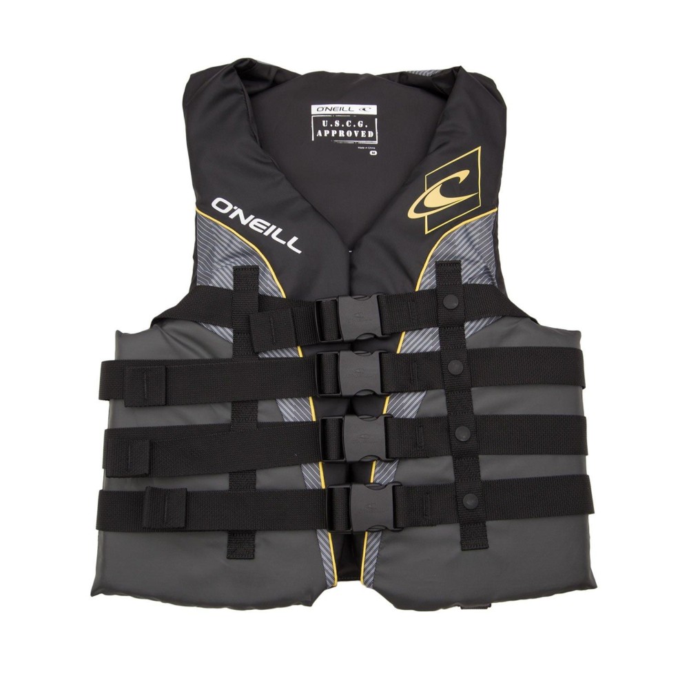 O'Neill Mens Superlite Uscg Life Vest Xxxl Black/Grey/Yellow (4723N)