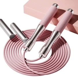 Weighted Jump Rope For Fitness - Speed Skipping Rope For Women Men Exercise With Adjustable Length Jumping Rope And Alloy & Silicone Handles Suitable For Workout Boxing Home Gym