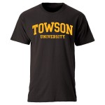 Ivysport Towson University Tow, Tu Tigers Short Sleeve Adult Unisex T-Shirt, Classic, Black, Medium