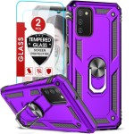 Leyi Phone Case For Samsung Galaxy A03S, Galaxy A03S Case With Screen Protector 2 Pack], Heavy Duty Shockproof Protective Case For Women With Magnetic Ring Stand For Samsung A03S (65 Inch), Purple