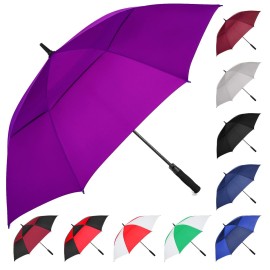 Mrtlloa 72 Inch Automatic Open Purple Golf Umbrella, Extra Large Oversize Double Canopy Vented Windproof Waterproof Stick Umbrellas For Rain