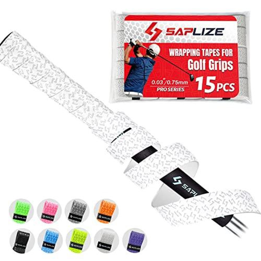 Saplize Golf Grip Diy Wrapping Tapes, 15-Pack Tacky Pu Overgrip Tapes, New Regripping Solution For Golf Club Grips,White