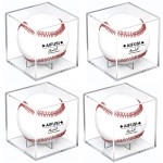 Baseball Display Case, Uv Protected Acrylic Cube Baseball Holder Square Clear Box Memorabilia Display Storage Sports Official Baseball Autograph Display Case - Fits Official Size Ball(4 Pack