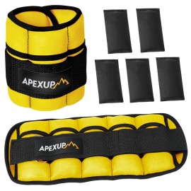 Apexup 10Lbs/Pair Adjustable Ankle Weights For Women And Men, Modularized Leg Weight Straps For Yoga, Walking, Running, Aerobics, Gym (Yellow)