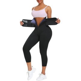 Sauna Leggings For Women 7 High Waist Pants Waist Trainer Leggings 2 Straps Hot Thermo Workout Training Capris Pockets