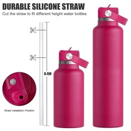 Standard Mouth Straw Lid For Hydroflask 24 21 18 Oz,Lid With Straws Fit For Hydro Flask And Other Water Bottles Sports Cap Top Replacement Accessories (Snapper)