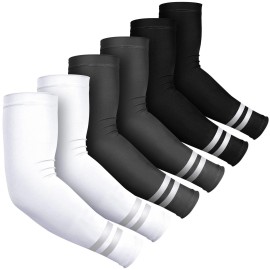 Satinior 6 Pairs Uv Reflective Strap Arm Sleeves Cooling Sun Protection Compression Arm Sleeves For Women Men Golf Outdoor Sports(Black, White, Dark Grey,Ice Silk), Black, Light Grey, Dark Grey