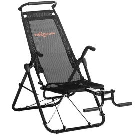 Bodyrhythm Core Ab Lounge Workout Chair, An Fitness System For Muscle Activating Workout And Inversion Therapy For Back Relief With Aerobics To Burn Calories And Work Muscles Simultaneously (Black)