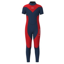 Hevto Kids Wetsuits Shorty 3Mm Neoprene Full Scuba Diving Suits Surfing Swimming Keep Warm Back Zip For Water Sports (K21-Red, 12)