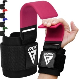 Rdx Weight Lifting Hooks Straps Pair, Non-Slip Rubber Coated Grip, 8Mm Neoprene Padded Wrist Wrap Support Powerlifting Deadlift Pull Up Fitness Strength Training, Gym Bodybuilding Workout, Men Women