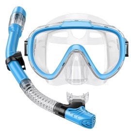 Seovediary Snorkel Set Adults Snorkeling Gear Anti-Fog Panoramic View Swim Mask Dry Top Snorkel Kit With Carry Bag For Snorkeling Scuba Diving Swimming Travel