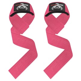 Beast Rage Weight Lifting Straps Fitness Padded Cotton Wrist Support Gel Advanced Grips Dumbbell Bar Wraps Heavy Duty Gym Bodybuilding Straps Power Deadlift Barbells Non Slip Exercise (Pink)