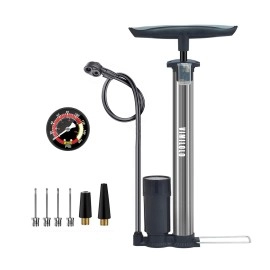 Vimilolo Bike Floor Pump With Gauge,Ball Inflator Bicycle Pump With High Pressure Buffer Easiest Use With Both Presta And Schrader Bicycle Valves-160Psi Max(Classic Upgrade)