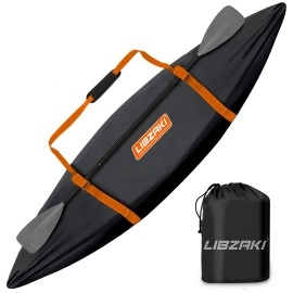 Libzaki 10.8-12Ft 600D Kayak Cover Accessories/Canoe Cover,High-Performance Fabric Upgraded Thickened Heavy Duty Waterproof & Uv Protection Sup Paddle Boards Cover For Indoor/Outdoor Storage-M-Black