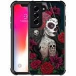 Goodsprout Compatible With Samsung Galaxy S21 Plus Case,Lady Rose Skull Amazing Pattern Design Shockproof Anti-Scratch Hard Pc Back Case For Samsung Galaxy S21 Plus Case