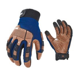 Vgo 1Pair Safety Leather Work Gloves,Mechanics Gloves,Impact Gloves,Anti-Vibration Gloves,Rigger Gloves,Heavy Duty(Size Xl,Blue,Ca7725Ip)
