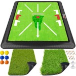 Saplize 3-In-1 Golf Hitting Mat, 3 Replaceable Turfs For Tracing Swing Path, Hitting And Chipping Training, 13