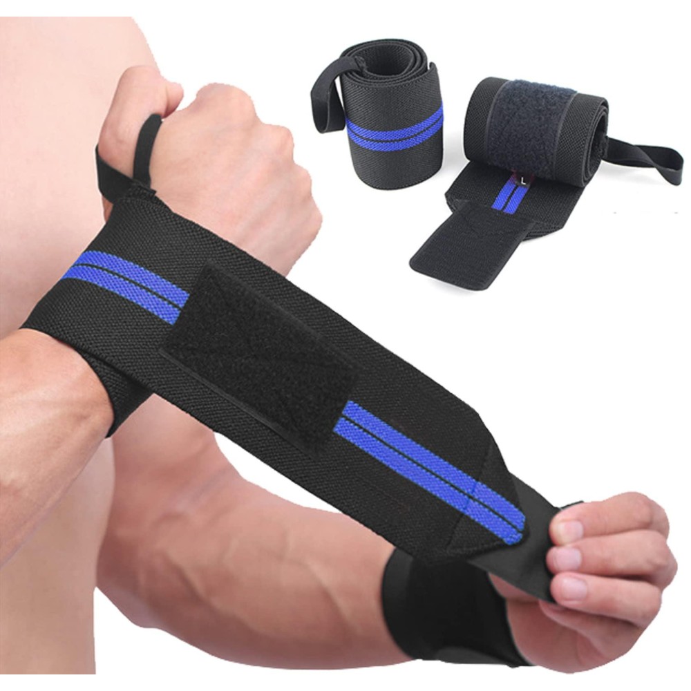 Sujayu Wrist Wraps, 2 Pack Wrist Brace Wrist Straps For Weightlifting, Wrist Straps Lifting Straps Wrist Weights Carpal Tunnel Wrist Brace, Wrist Brace For Working Out Gym Accessories For Men (Blue A)