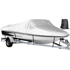 Nexcover Trailerable Boat Cover, Length: 17-19 Beam Width: Up To 96, Waterproof Heavy Duty Cover, Fits V-Hull, Tri-Hull, Runabout, Pro-Style, Bass Boat, Storage Bag Tightening Straps Included