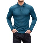 Coofandy Mens Lightweight Long Sleeve T Shirts Athletic Fit Collared Shirt Blue