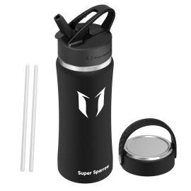 Super Sparrow Stainless Steel Drinking Bottle - 500 Ml - Straw Large Opening Thermos Flask, Bpa-Free Water Bottle - Carbonated Thermos Flask For Children, Fizzy, Sports, University, School, Fitness, Outdoor