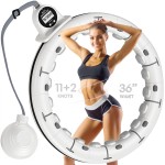 Leann Lfe Smart Weighted Hula Hoop For Adults Weight Loss, 11+2 Spare Knots Waist 36 Counter, Infinity Hoop Plus Size, Children Adult Home Fitness Exercise, Workout Equipment, White