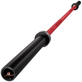Papababe Olympic Barbell, 7 Foot 1500Lb Capacity Barbell, Cerakote Coating Bar, Weightlifting Bar 2 Inch Barbell, For Powerlifting And Crossfit, Red