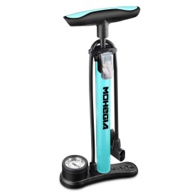Mohegia Bike Floor Pump With Gauge,Air Bicycle Pump Inflator With High Pressure 160 Psi,Fits Schrader And Presta Valve/Blue