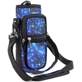 Icolor Water Bottle Carrier Bag Holder 25/32/40/64Oz,Adjustable Padded Shoulder & Handle Strap Sports Sling Hiking Pack,Insulated Neoprene Wide Mouth Bottle Sleeve