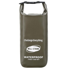 Well-Strong Waterproof First Aid Kit Roll Top Boat Emergency Kit With Waterproof Contents For Fishing Kayaking Boating Swimming Camping Rafting Beach Green