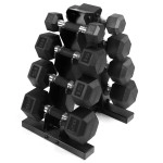 Wf Athletic Supply Rubber Encased Hex Dumbbells With Rubber Grip Contoured Handle For Muscle Toning, Strength Building Full Body Workout